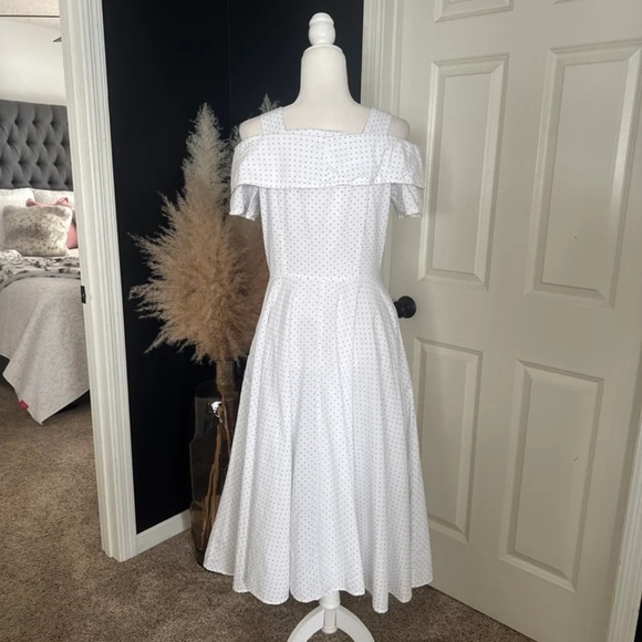 Vintage Dawn Joy 100% Cotton Polka Dot Button Up Midi Dress 
size 9/10 (small) - Picture 5 of 12